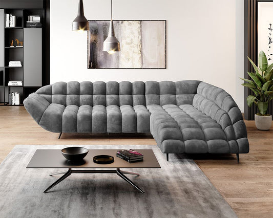 GAPPA L Grey Corner Sofa with electric seat depth regulation