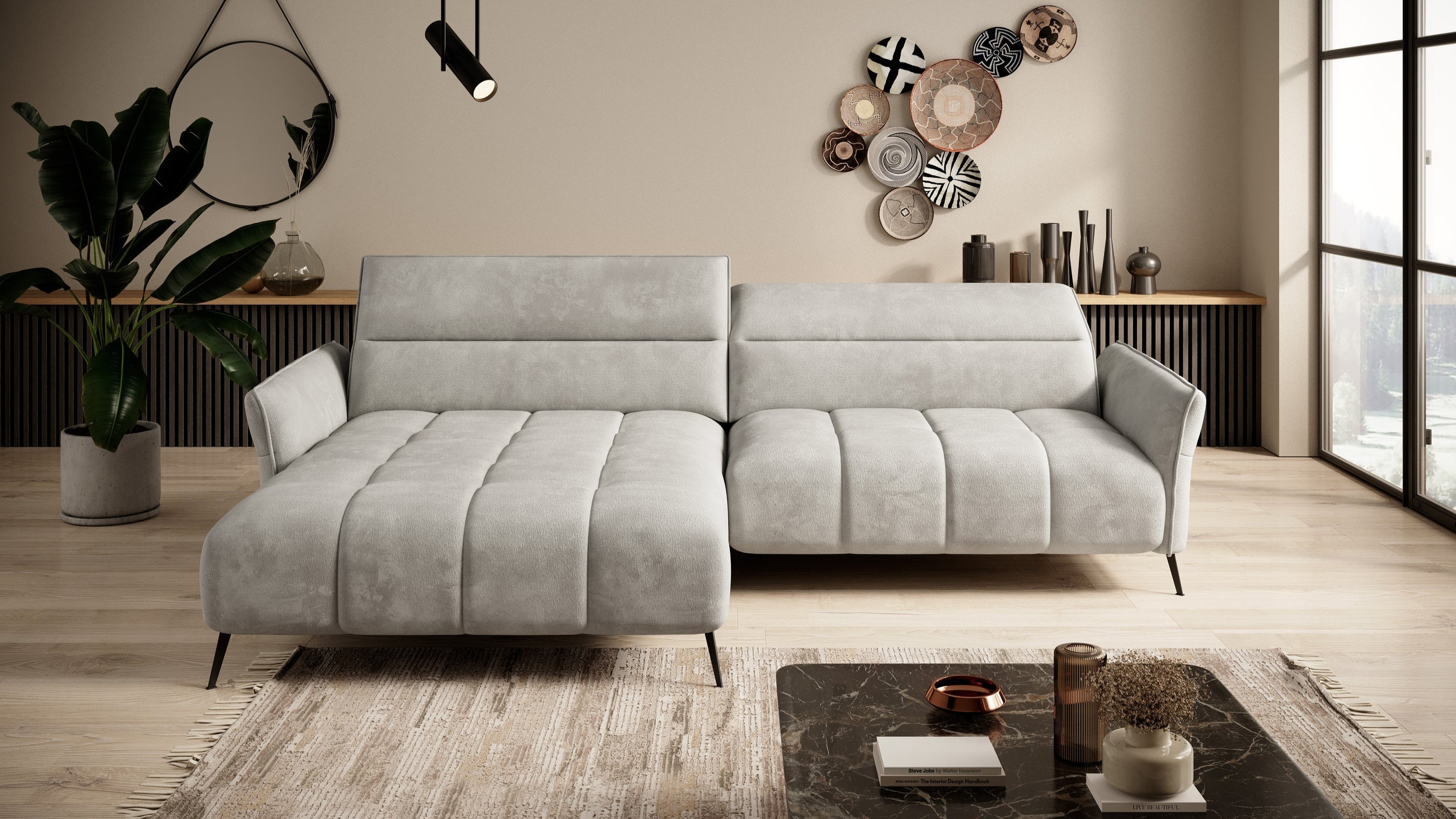 Grey corner sofa bed Cavani