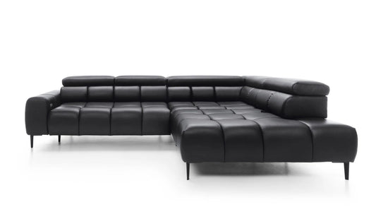 Black Leather Corner Sofa Plaza