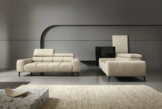 PLAZA SOFA 2E 2 SEATER CREAM LEATHER WITH ELECTRIC SEAT ADJUSTMENT