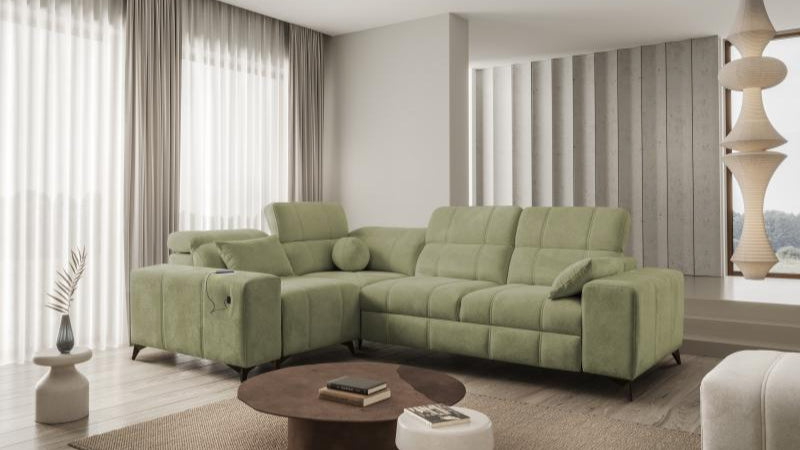 Velvet Corner Sofa Bed Dafine II