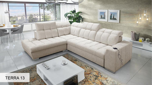 Pagana VII off white Corner Sofa Bed With Storage