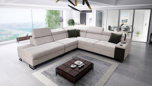Ample IX corner sofa, light cream colour, angle picture