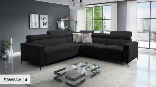 Bloom IV Black Double Corner Sofa
