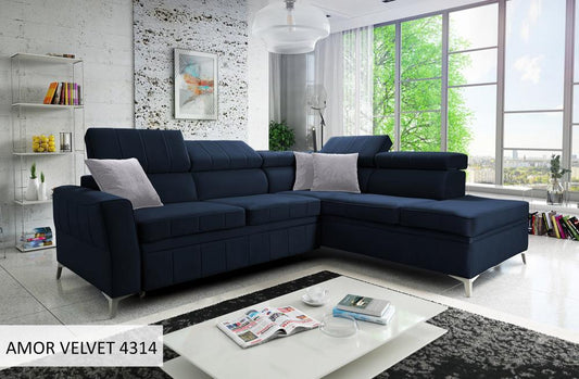 Baron III Blue Velvet Corner Sofa