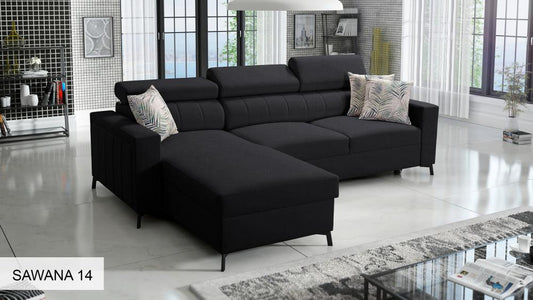 Bloom I Mini Black Fabric Corner Sofa