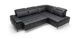 FOCUS L BLACK LEATHER CORNER SOFA white back image 