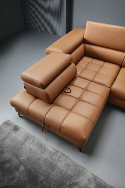 BAGGIO L Leather Corner Sofa with Electric Seat & Induction Charger   