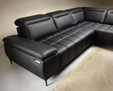 FOCUS L Italian Leather Corner Sofa with electrically extendable seat