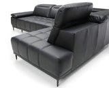 FOCUS L Black General Leather Corner Sofa with electrically extendable seat back image