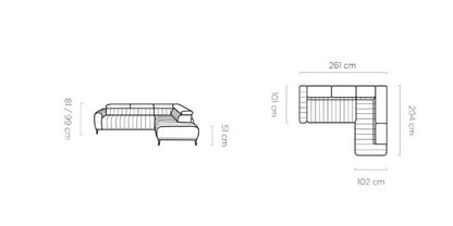 GANDI 120 CORNER SOFA BED WITH MATTRESS AND STOR