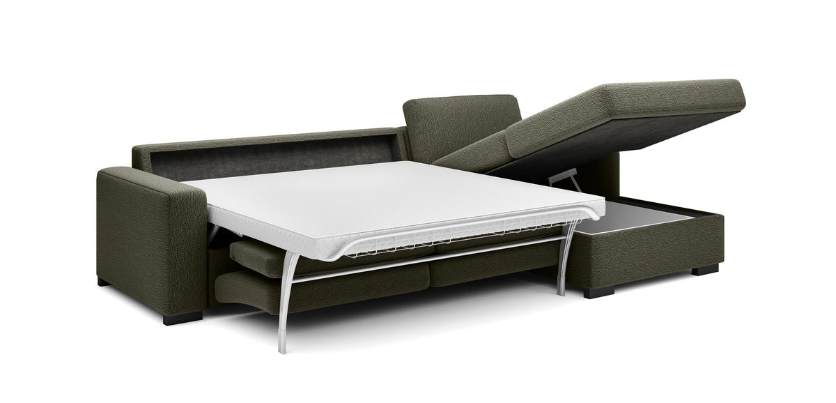 VANILLA L 140 Corner Sofa with Sleep Function, Mattress & Storage