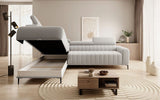 GANDI 160 - Corner Sofa Bed with Mattress 160x200cm image of open storage