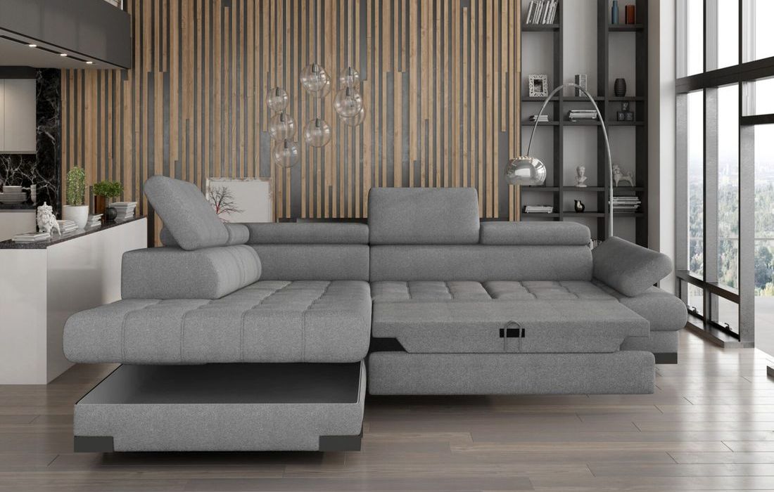 SELVA L CORNER SOFA WITH SLEEP FUNCTION AND STORAGE