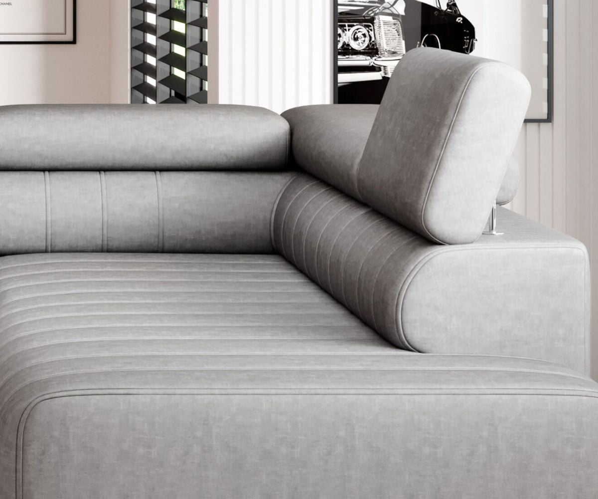 CALDO L Grey Corner Sofa Bed with Storage
