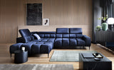 PLAZA L Blue Corner Sofa with Electrically Extendable Seat