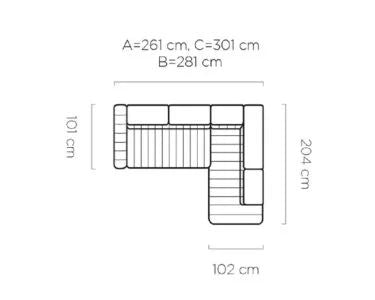 GANDI 160 - Corner Sofa Bed with Mattress 160x200cm dimension image