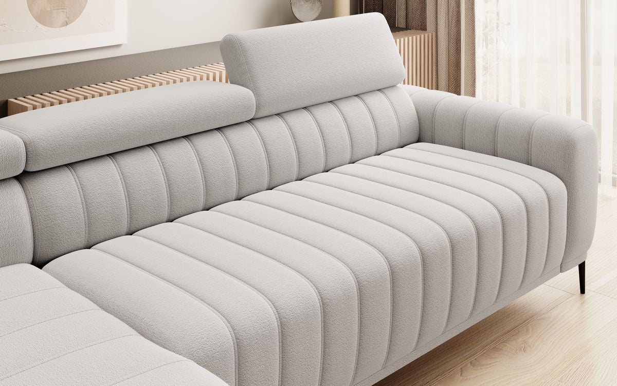 GANDI 160 - Off White Corner Sofa Bed with Mattress 160x200cm