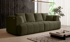 ALBIO - Pillow Back Fabric Big Sofa Bed with Electric Seat Adjustment
