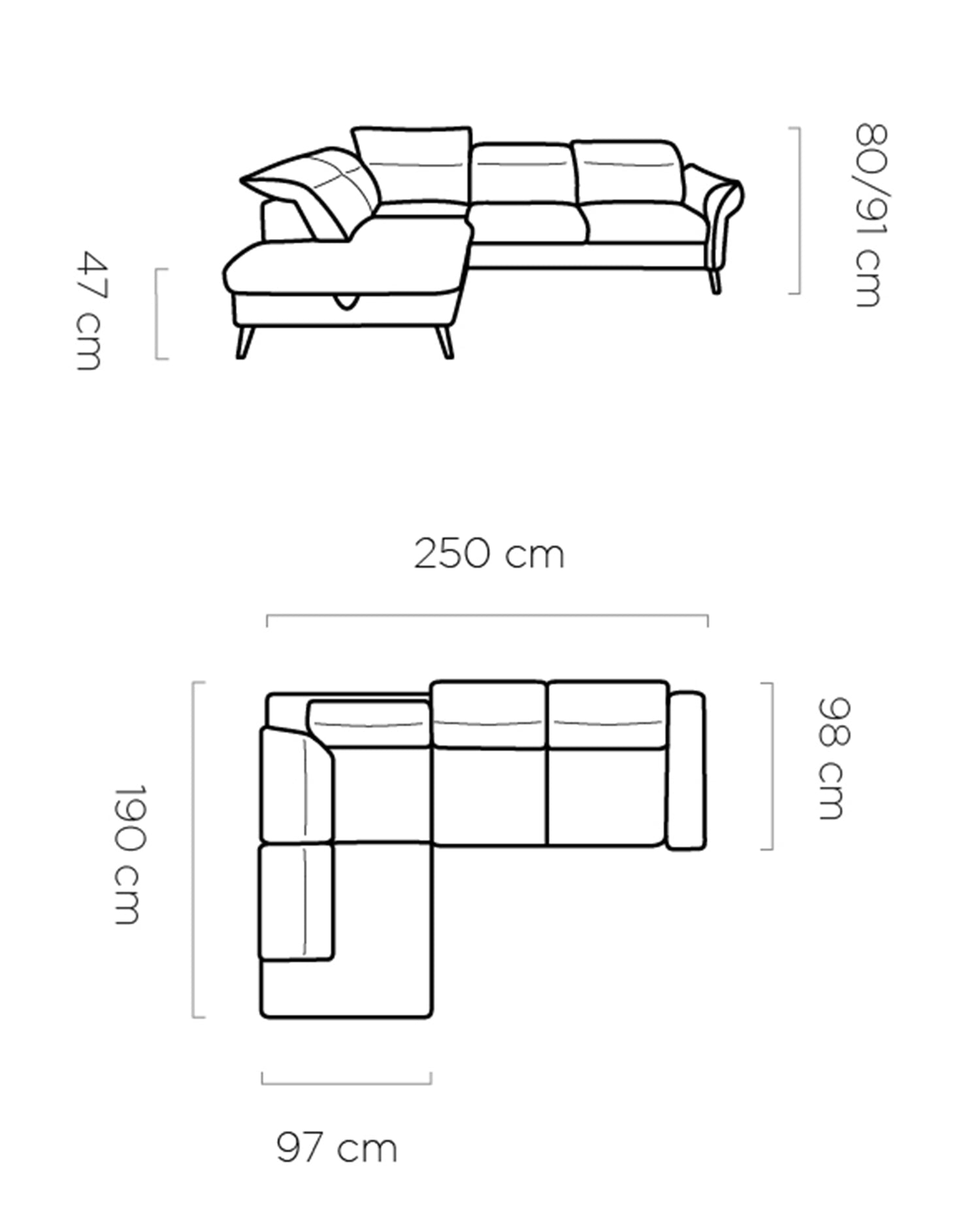 Alessio L Left Sofa size