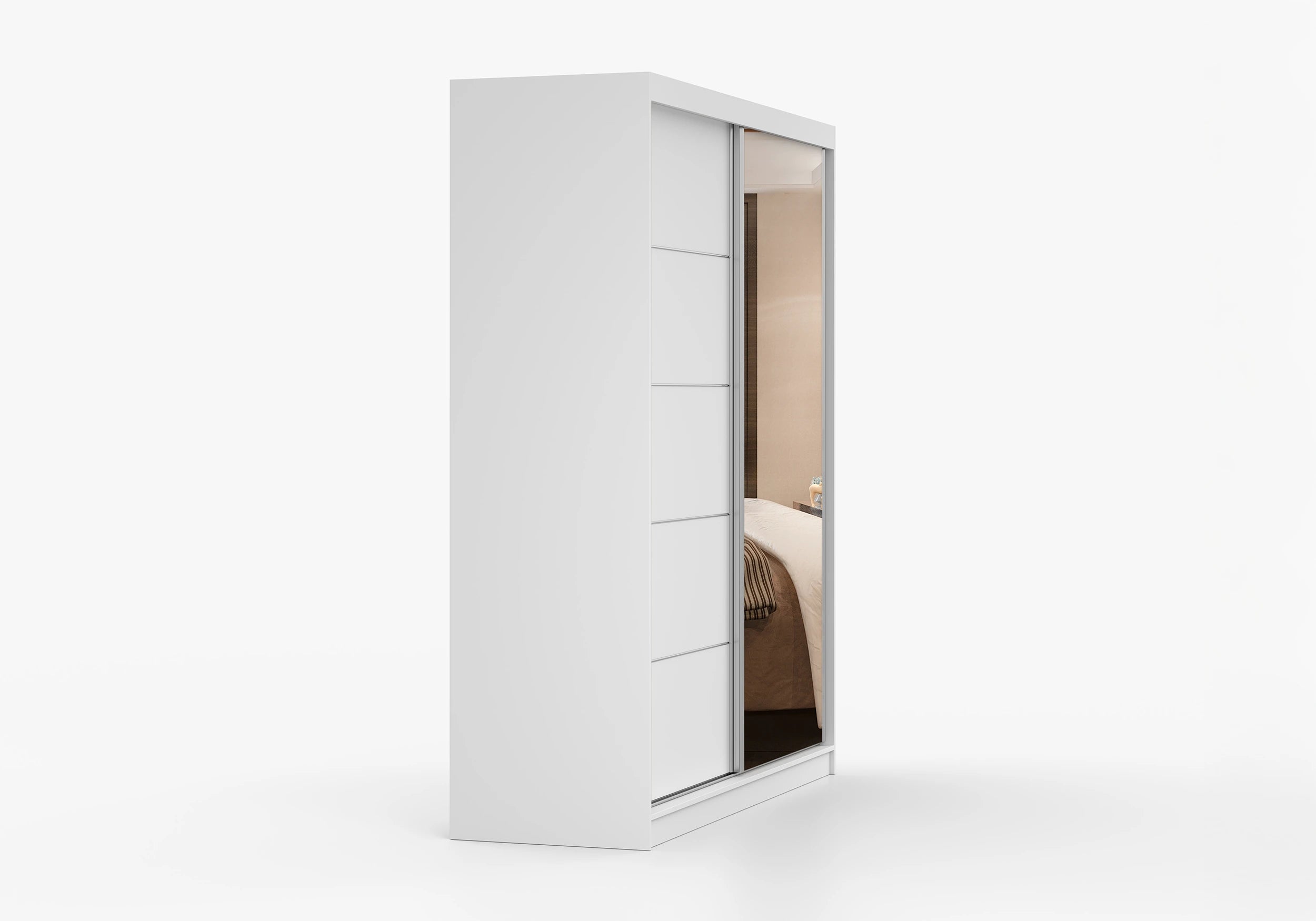 BELLA - Wardrobe with Sliding Doors 183 cm x 61 cm White with Mirror