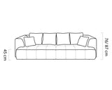Line drawing of a sofa Albion with dimensions on a white background
