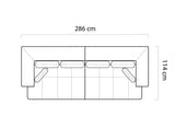 Line drawing of a Albion sofa with dimensions labeled