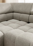 BULL L corner sofa Gray textured fabric sectional sofa in a room with light-colored walls and floor.