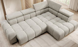 Gray l shaped corner sofa BULL L in a living room setting with light wood flooring and neutral walls.
