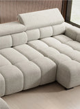 Gray Bull XL Large C Shape Corner Sofa in a room with wooden flooring and a window.