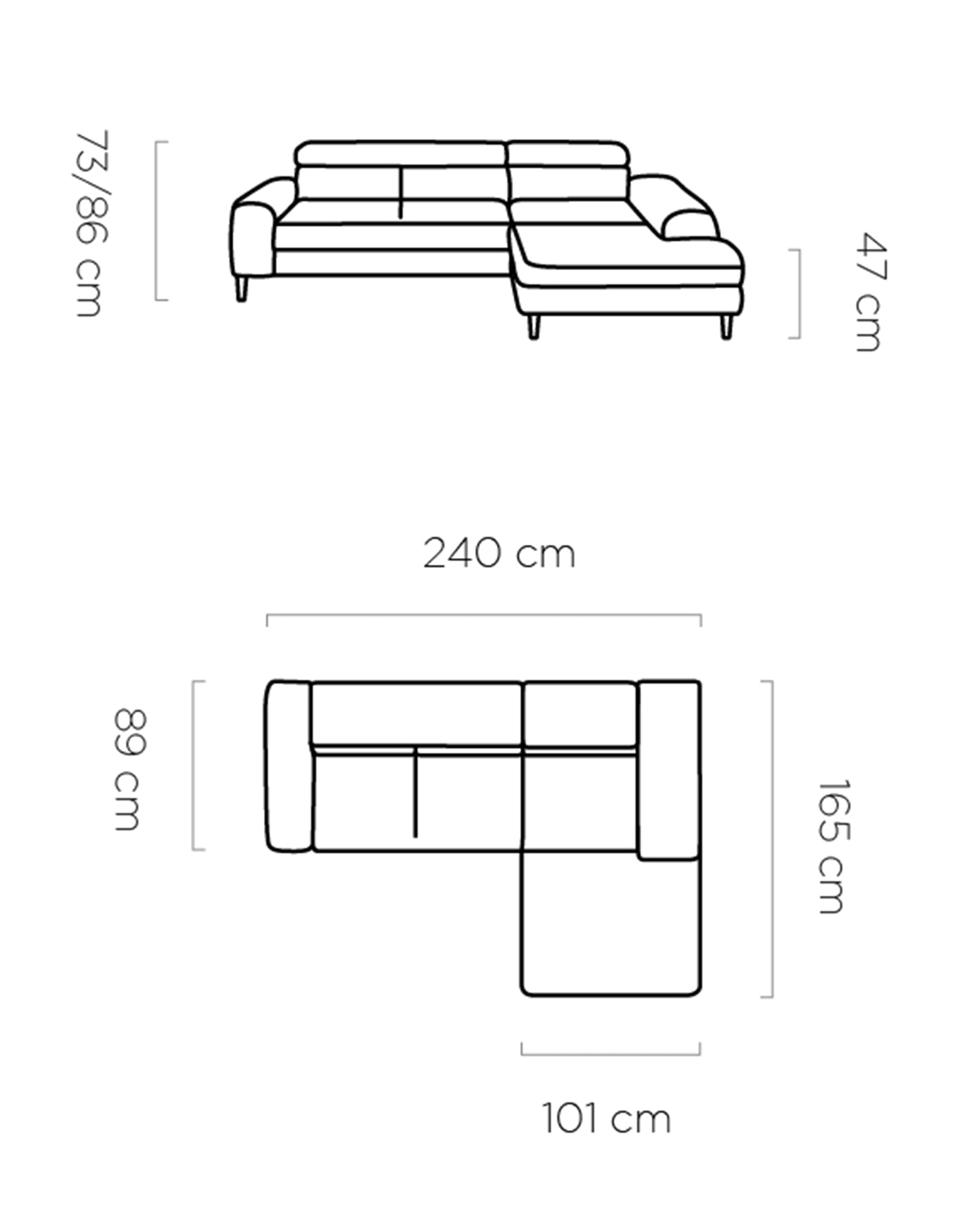 CALCIO S Corner Sofa Bed Dimensions Image