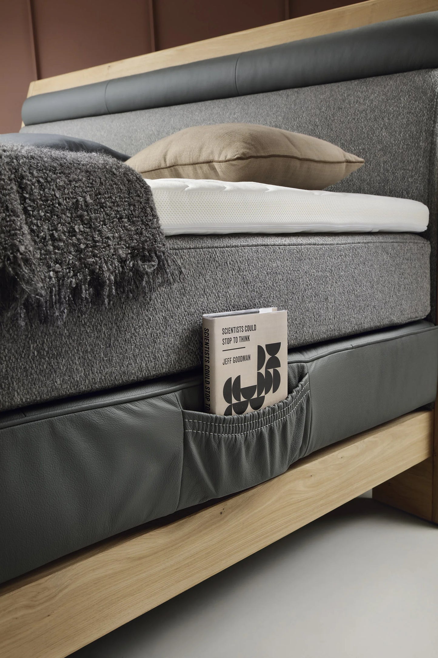 Donna Bed | Oak Frame with Upholstered Headboard and Dual Mattress System for Ultimate Comfort