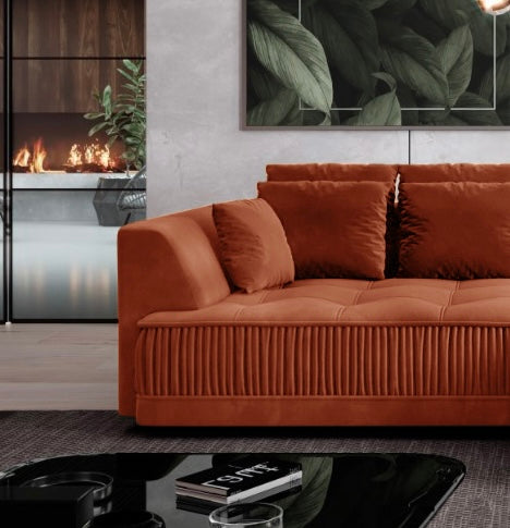 Zonda Corner Sofa Rust Velvet