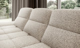 Beige Galiano S - Corner Sofa Bed with Ottoman Storage in a living room with large windows.