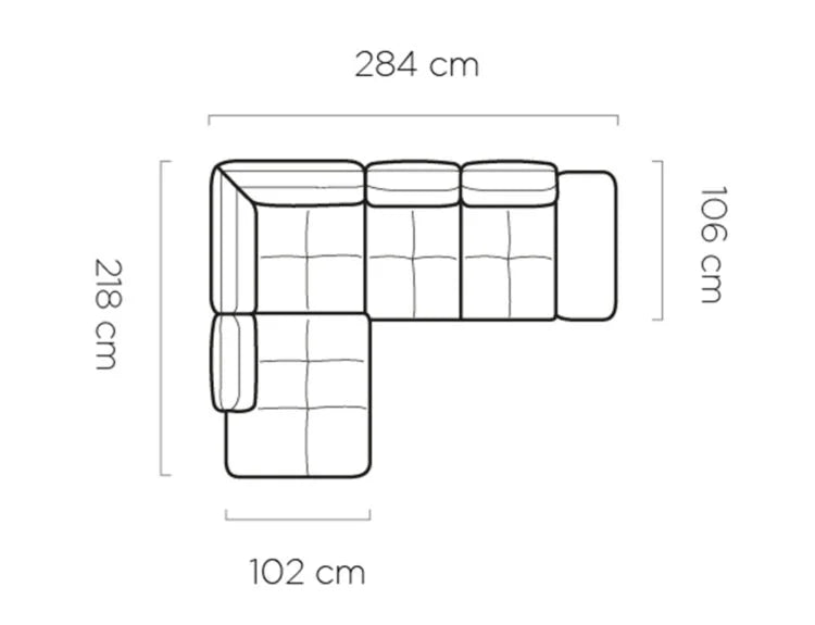 GALLANO L - Corner Sofa Bed with Ottoman Storage dimension image