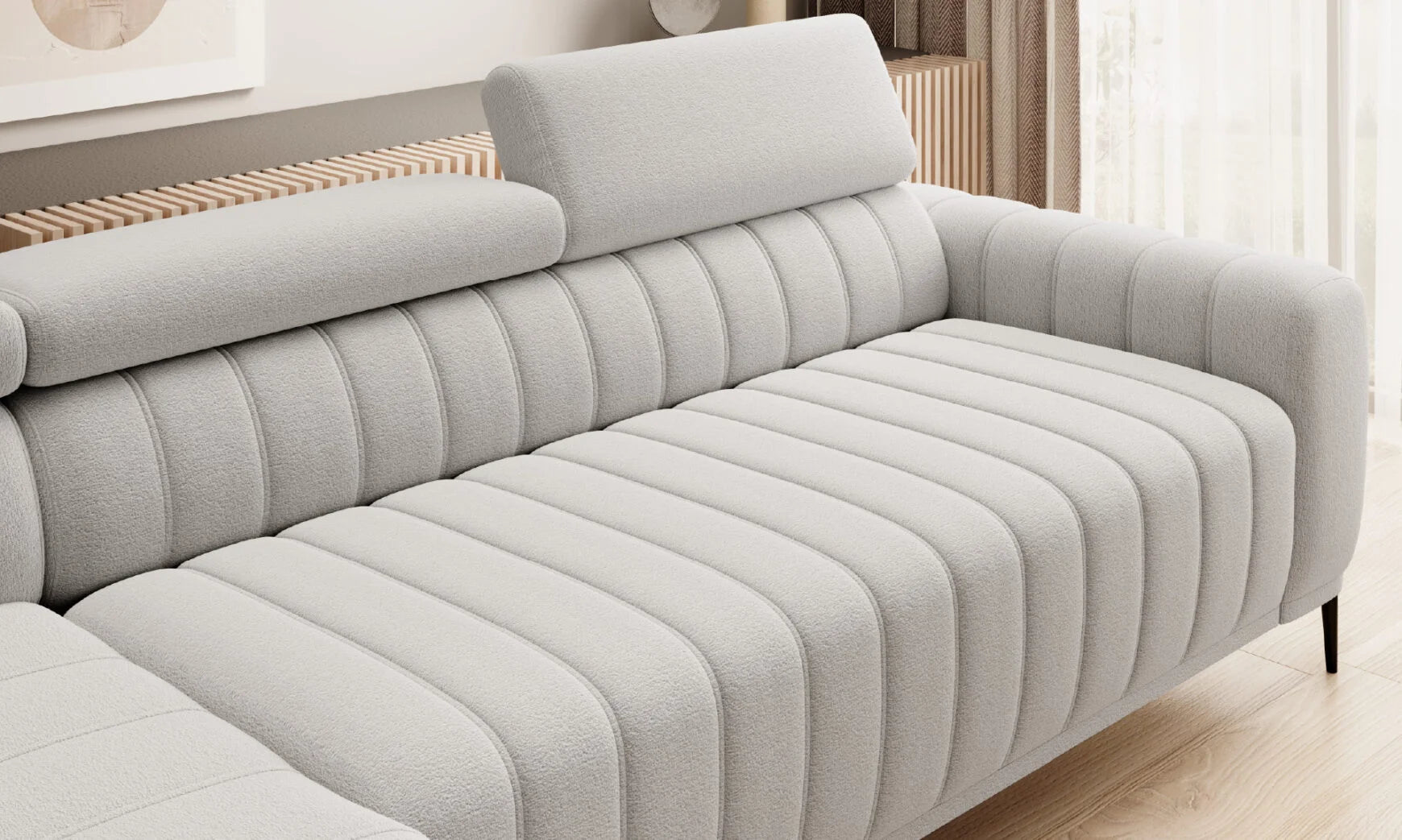 GANDI 140 - Beige Corner Sofa Bed with Storage and Mattress 140x200cm