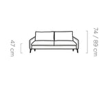 GLOSSY GREY SOFA BED WITH STORAGE DIMENSION IMAGE