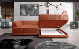 Cornef Sofa Bed - Zonda Right Cornet Rust colour with Cinema Seats 