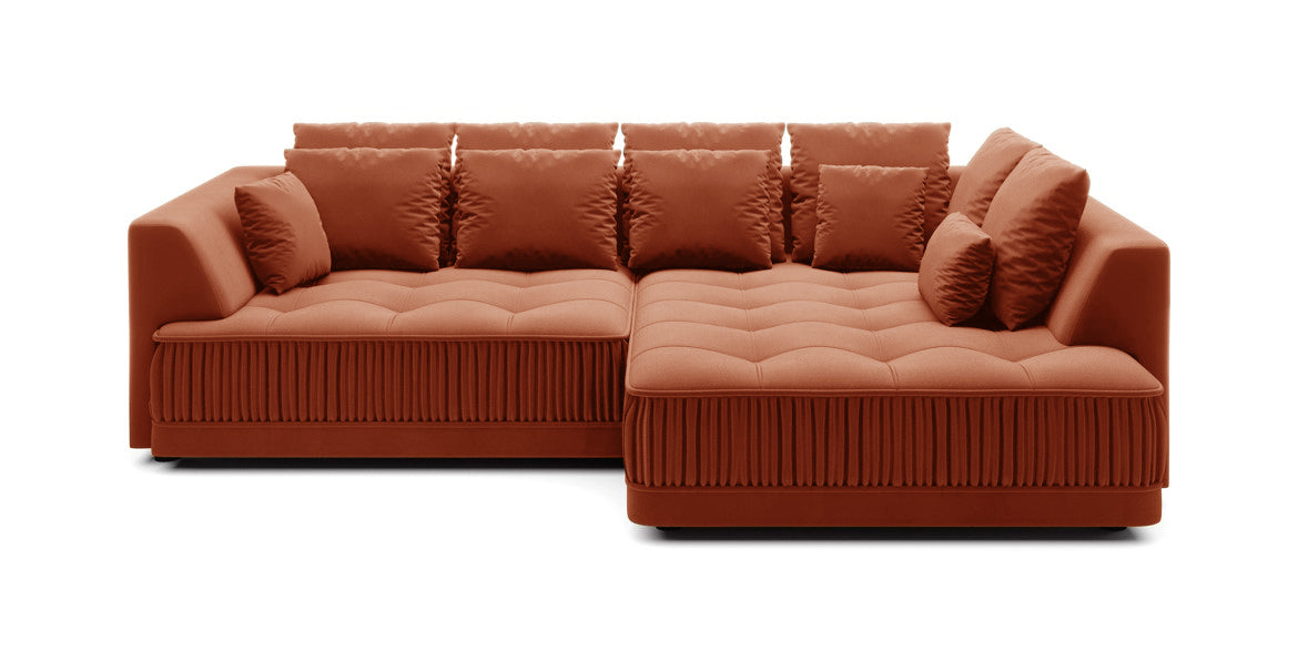 ZONDA S Rust Velvet Right Hand Facing Corner Sofa Bed