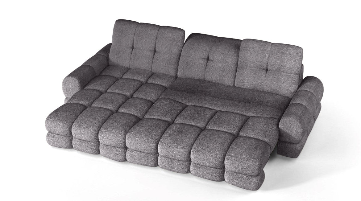 GREY TOLLO S Left Hand Facing Power Chaise Corner Sofa Storage with Motorised Seat Extension 