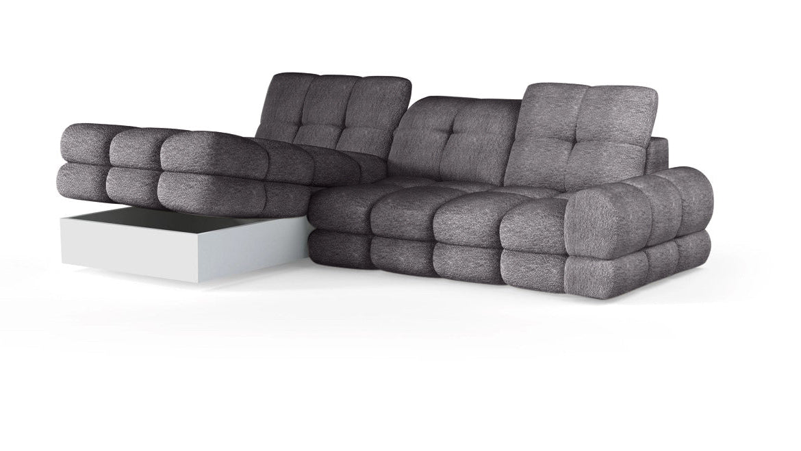 GREY TOLLO S Left Hand Facing Power Chaise Corner Sofa Storage with Motorised Seat Extension IMAGE