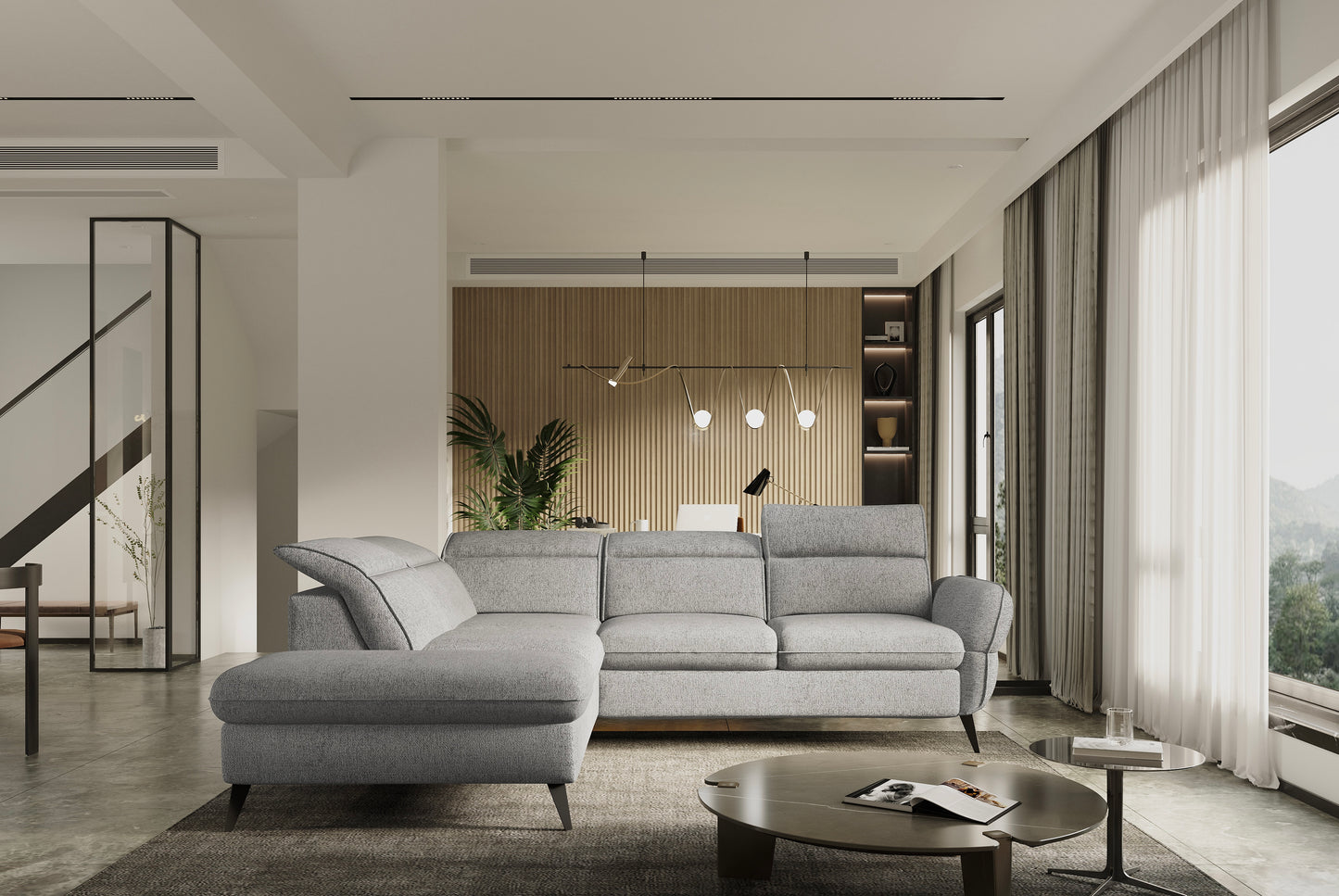 Alessio L Left Corner Sofa in neutral tones