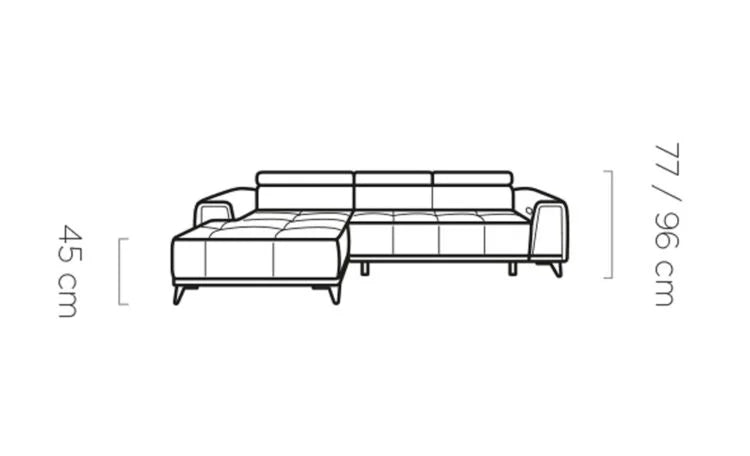 MARVIN S GREY CORNER SOFA WITH ELECTRIC SEAT ADJUSTMENT DIMENSION IMAGE