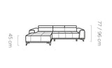 MARVIN S GREY CORNER SOFA WITH ELECTRIC SEAT ADJUSTMENT DIMENSION IMAGE