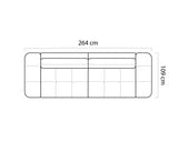 Line drawing of a Mateo sofa bed with dimensions labeled