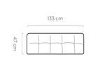 MILO Pouffes measurement chart showing a rectangular object with dimensions 47 cm and 133 cm on a white background.