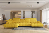 MONTANA XL - Large Yellow U-Shaped Corner Sofa with Electric Seat Depth Regulation