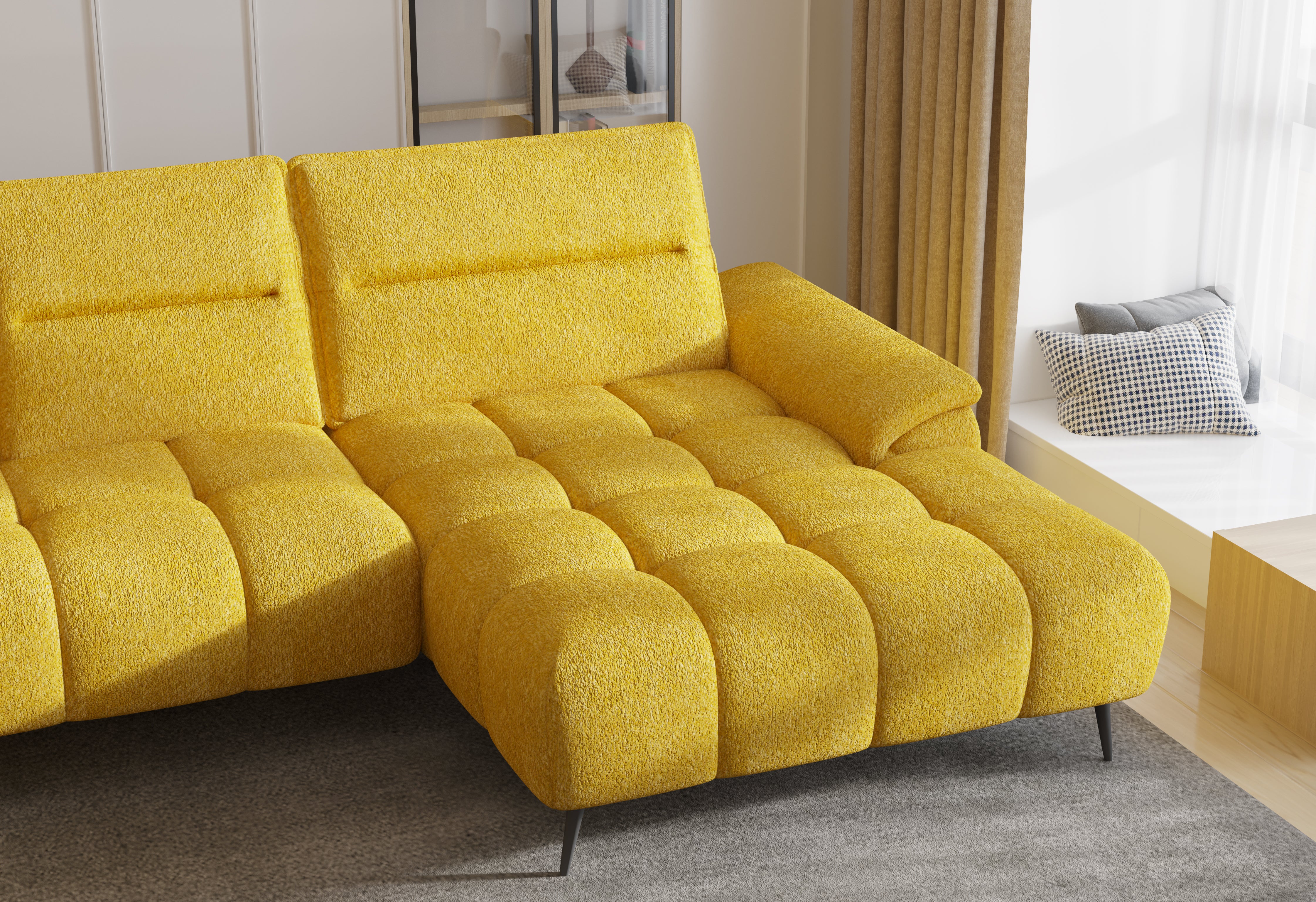 MONTANA XL YELLOW C SHAPE SOFA WITH ELECTRIC SEAT ADJUSTMENT
