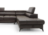 MOCCA L LEATHER CORNER SOFA WITH SLEEP FUNCTION AND STORAGE