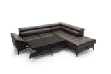 MOCCA L NATURAL LEATHER CORNER SOFA WITH SLEEP FUNCTION AND STORAGE IMAGE OF THE UNFODED BED